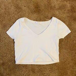 White Cropped Tee